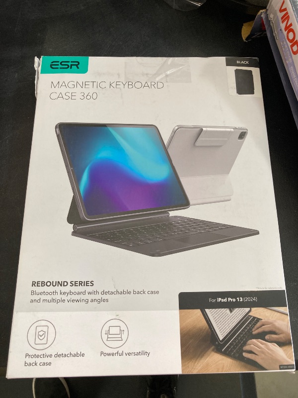 Photo 1 of ESR iPad Pro 13 Inch Case with Keyboard (M4, 2024), iPad Pro 13 Keyboard Case with Easy-Set Magnetic Stand, Portrait/Raised Modes for iPad Pro 13, Removable, Rebound 360 Series, Black