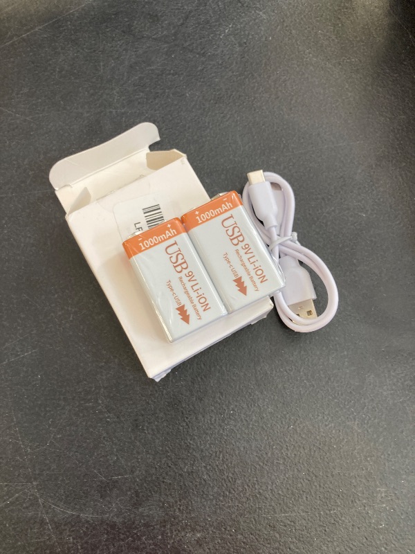 Photo 1 of Fitinoch Rechargeable Lithium 9V Batteries 1000mAh with 2 in 1 USB Charging Cable, 9 Volt Li-ion 6f22 Battery for Smoke Detector,Guitar Pedals, 2 Pack