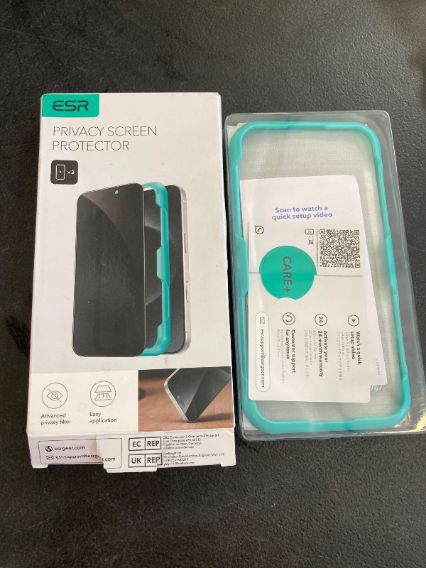 Photo 1 of ESR 3 Pack for iPhone 16 Plus/iPhone 15 Plus Privacy Screen Protector, Anti-spy Tempered-Glass Privacy Screen Protector with Easy Installation Tool, Micro-Curved Edges, Case Friendly