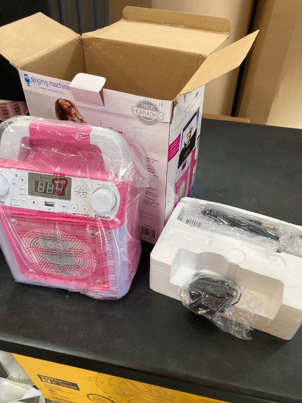 Photo 1 of Portable Karaoke Machine for Adults & Kids - Built-In Speaker, Bluetooth, LED Lights, Wired Mic - With Voice Changing Effects