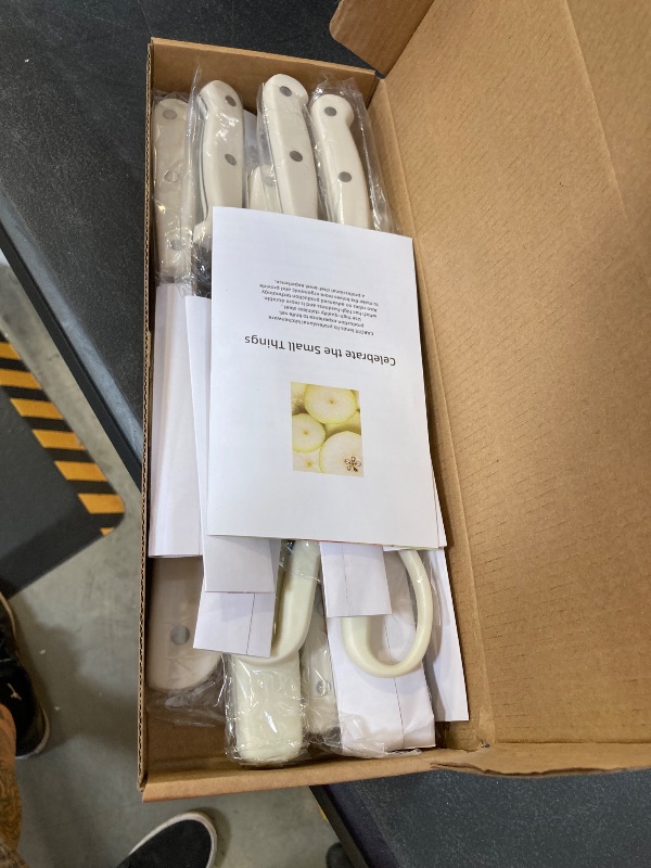 Photo 1 of CAROTE 14 Pieces Knife Set with Block, Forged, High Carbon Stainless Steel Sharp Blade Block Knife Set, Dishwasher Safe Cutlery, Cream