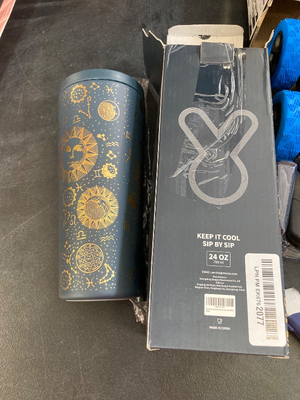 Photo 1 of Meoky 24 oz Insulated Tumbler with Lid and Straw, Stainless Steel Vacuum Insulated Tumbler, Keeps Cold for 24 Hours, 100% Leak Proof, Fits in Car Cup Holder (Tarot)