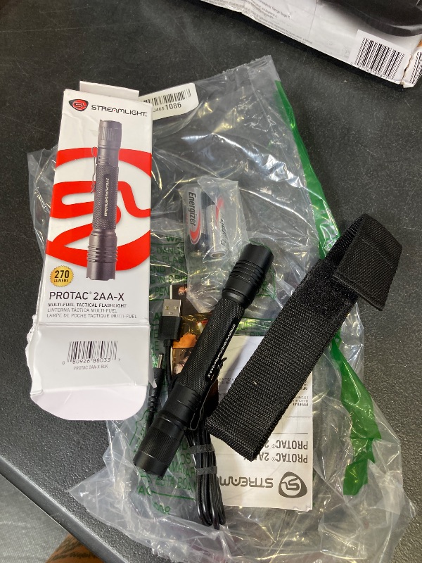 Photo 1 of Streamlight 88033 ProTac 2AA-X 270-Lumen Rechargeable Multi-Fuel Personal Carry Tactical Flashlight, Black