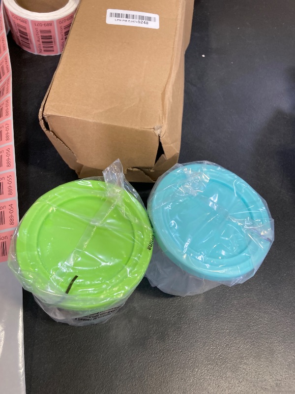 Photo 1 of For Ninja Creami NC299AMZ & NC300s Series Ice Cream Makers, BPA-Free & Dishwasher Safe, 16 oz Pints with Lids 2 Pack - (Green/Blue)