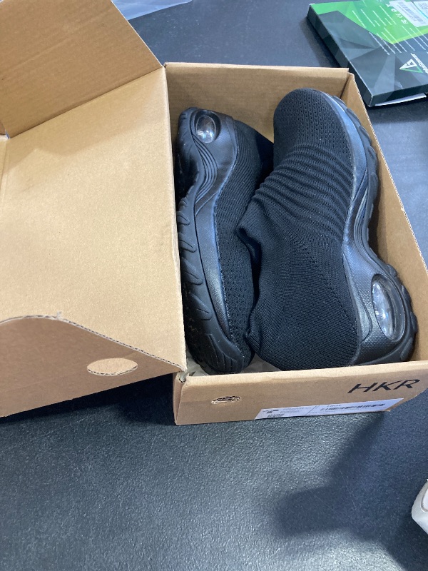 Photo 1 of HKR Womens Walking Tennis Shoes Slip On Light Weight Mesh Platform Nursing Shoes Air Cushion Sneakers All Black US 6(1839 EU 36)