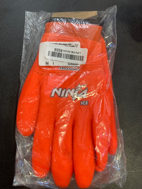 Photo 1 of MCR Safety N9680XXL Ninja Flex Work Gloves, 15 Gauge Nylon Shell with Latex Coated Palm and Fingertips, orange /Gray, 2X-Large, 1-Pair