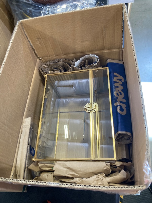 Photo 1 of Okllen Glass Wedding Card Box with Lock and Slot, Gold Rim Envelop Box Gift Holder, Vintage Clear Card Box for Wedding Reception, Baby Shower, Birthday, Graduation (Glass Box and Lock Only)
