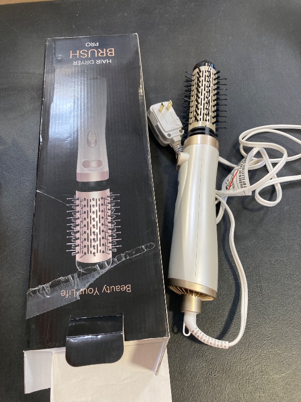 Photo 1 of Hair Dryer Brush, 3-in-1 Rotating Round Hot Air Spin Brush Set with 2 Brushes (2" & 1.5"), Negative Ionic Blow Volumizer, 2 Detachable Auto-Rotating Curling Brush