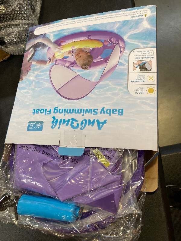 Photo 1 of AnbQuik Baby Pool Float with Removable UPF50+ Sun Protection Canopy, Octopus Baby Swim Floats for 6-24 Months Infant, Extra Wide Dual Design, Adjustable & Breathable Seat