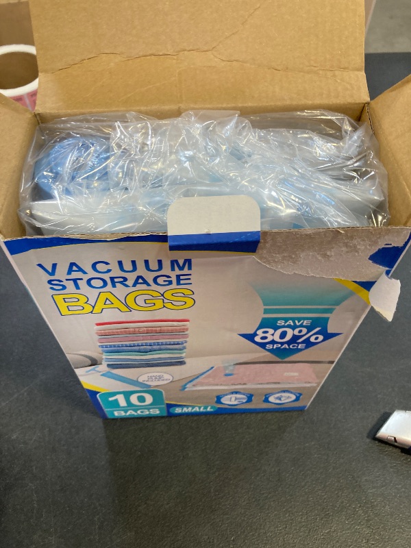Photo 1 of Fygrip 10 Pack Small Vacuum Storage Bags with Hand Pump, Plastic Packaging Bags, 80% Space Saver Vacuum Seal Bags for Clothing, Travel Lugggage, Blankets, Comforters