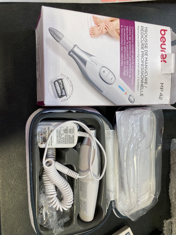Photo 1 of Beurer MP42 Nail Drill, 7-in-1 Nail Kit with Strong Sapphire Nail Drill Bits, Electric Nail File and Nail Buffer Includes Bright LED Light, Pedicure Kit and Manicure Set with Storage Case