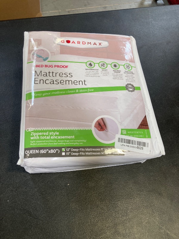 Photo 1 of Guardmax Jersey Knitted Queen Zippered Mattress Encasement - Waterproof & Bed Bug Proof Mattress Protector - Comfortable, Soft, and Noiseless Zippered Bedding - Dust Mite Proof (60 x 80 x 12)