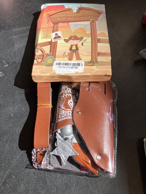 Photo 1 of Cowboy Toys Set, 6Pieces Brown Adjustable Cowboy Gun Belt and Holster for Kids, Vintage Dress-up Accessories Costume for Halloween