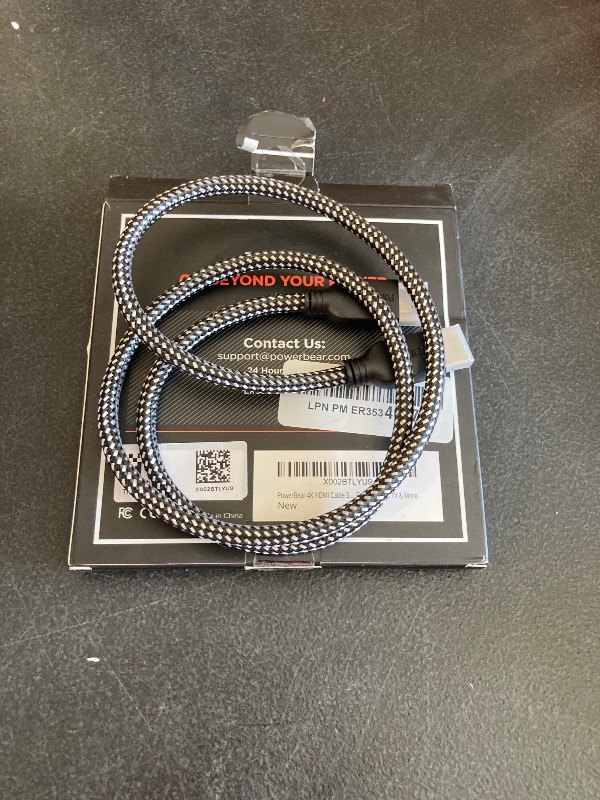 Photo 1 of PowerBear 4K HDMI Cable 3 ft | High Speed Hdmi Cables, Braided Nylon & Gold Connectors, 4K @ 60Hz, Ultra HD, 2K, 1080P, ARC & CL3 Rated | for Laptop, Monitor, PS5, PS4, Xbox One, Fire TV, & More