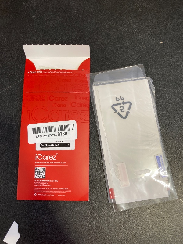Photo 1 of iCarez HD Anti Glare Matte Screen Protector for iPhone 16 Pro 6.3 inches 2024 [3 Pack] (Case Friendly) Premium No Bubble Easy to Apply with Hinge Installation
