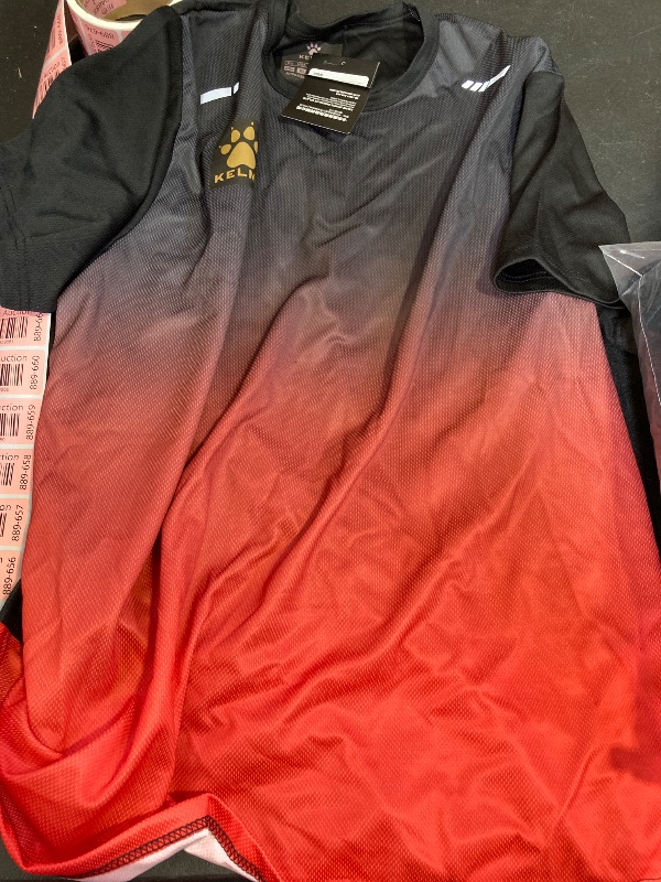 Photo 1 of KELME Soccer Jersey for Adult Breathable Quick-Dry Football T-Shirt Sport Training Uniform Red 2xl