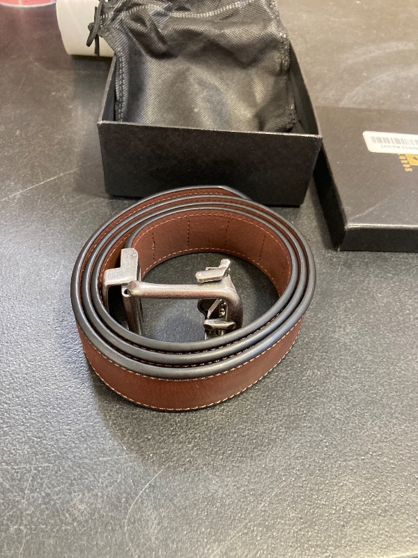 Photo 1 of MILORDE Men's Genuine Leather Ratchet Belt(Essential - Classic Black, 32" to 38" Waist Adjustable)