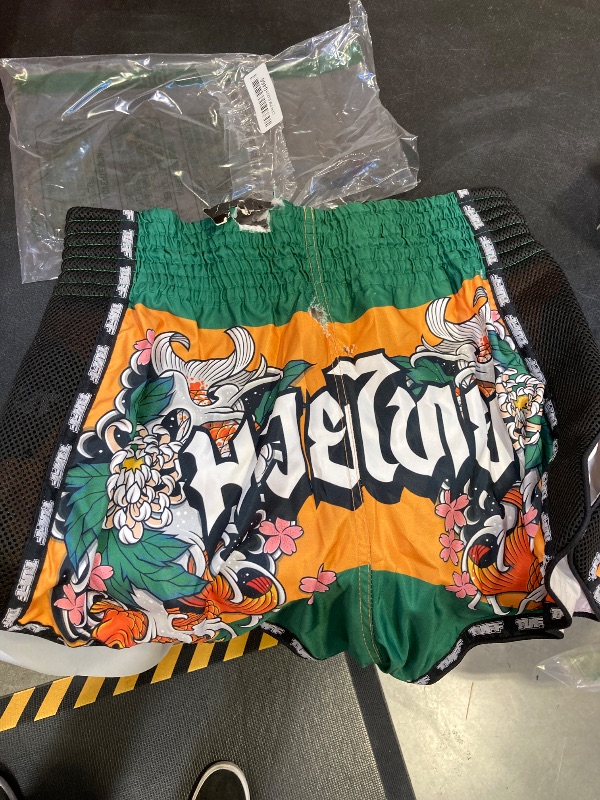 Photo 1 of Tuff Sport Retro Muay Thai Shorts Boxing Shorts Classic Slim Cut MMA Kickboxing Workout Set Clothing Training (XXL, TUF-MSC105-YLW)