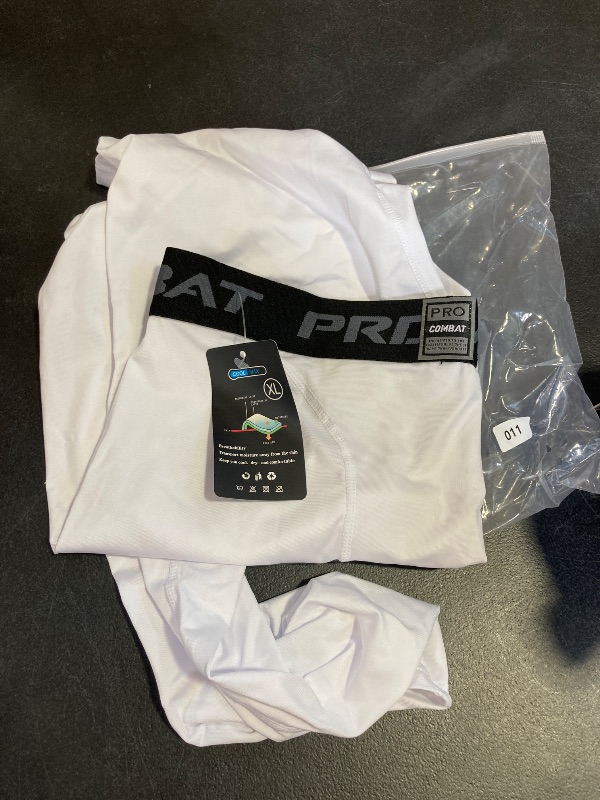 Photo 1 of Men's Basketball Single Leg Tight Sports Pants 1/2 One Leg Compression Pants Athletic Base Layer Underwear (White-Left-Long,XL,X-Large)