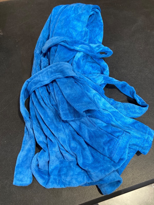 Photo 1 of FunnyPaja Kids Soft Towel Hooded Robe Cotton Bathrobe for Boys 5-16 Years Blue 11-12 Years