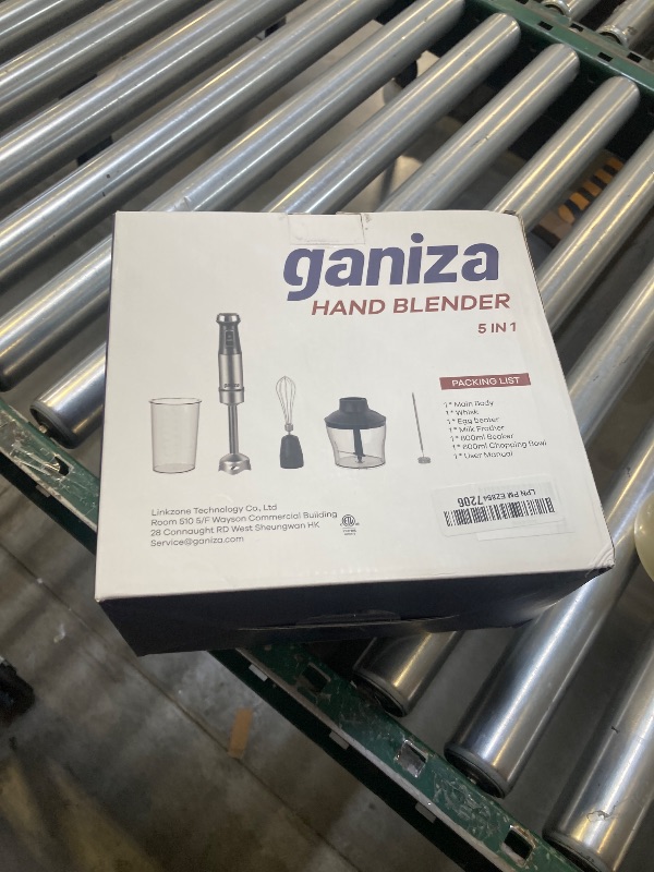 Photo 1 of Ganiza Immersion Blender 5 in 1 Hand Blender Max 1000W Heavy Duty Motor, 16 Speed Mode Handheld Blender Stainless Steel Blade With 800ml Mixing Beaker, 600ml Chopper, Whisk and Milk Frother