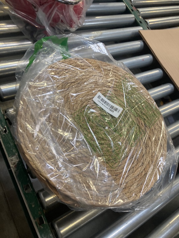 Photo 1 of Kochorie Set of 24 Round Woven Placemats 12 Inches Bulrush Placemats Natural Hand-Woven Boho Rattan Placemats Wicker Table Mats Farmhouse Weave Place Mats for Home Dining Table