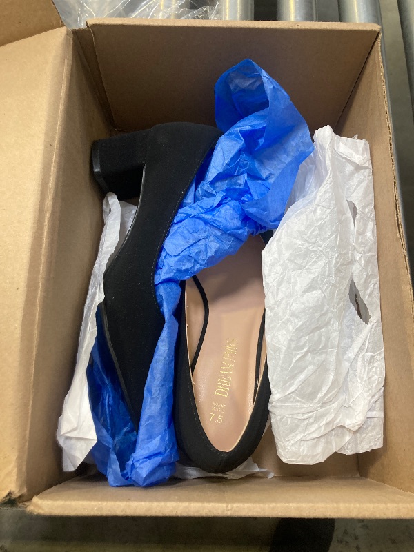 Photo 1 of DREAM PAIRS Women' s DPU212 Chunky Low Block Heels Closed Toe Dress Wedding Pumps Shoes Black Nubuck pu Size 7.5
