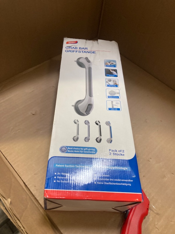 Photo 1 of TAILI Grab Bars for Bathtubs and Showers 2 Pack Suction Grab Bar, Heavy Duty Shower Handle Removable Bath Handrails for Seniors and Elderly, Bathroom Safety Grip No Drilling Waterproof,Grey
