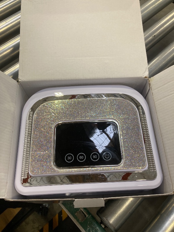 Photo 1 of Aedavey Cordless Nail Lamp, Rechargeable UV Nail Lamp for Gel Nails, LED Nail Lamp with 4 Timer Modes, Gel Nail Light Decorate with Sparkling Nail Rhinestones Diamond (Sparkly Diamond and White)