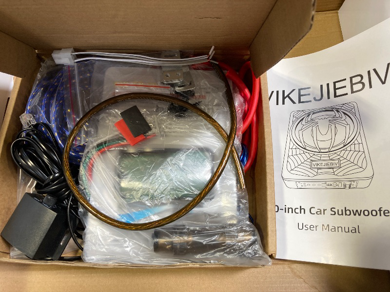 Photo 1 of 1200W RGB Subwoofer, Slim Underseat Car Subwoofer and Amp Package with RGB Beat-Synced Light, Individual Control for Low Pass/Gain/Boost Bass, Deep Bass Perfect for Truck/SUV/Jeep/MPV