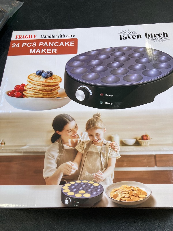Photo 1 of 24PCS Mini Pancake Maker Machine, Nonstick Electric Dutch Pancakes Griddle, Adjustable Heat Multi-Use Poffertjes Pan, Simple & Easy Baker for Home and Restaurants, Perfect for Breakfast & Desserts