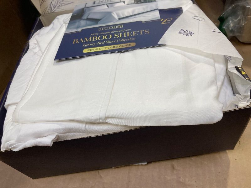Photo 1 of DECOLURE 100% Viscose Derived from Bamboo Sheets King Size 4pcs - Ultra Soft & Luxuriously Cooling, 17" Deep Pocket, Double Stitching, Perfect for Hot Sleepers - King Bed Sheets (White)