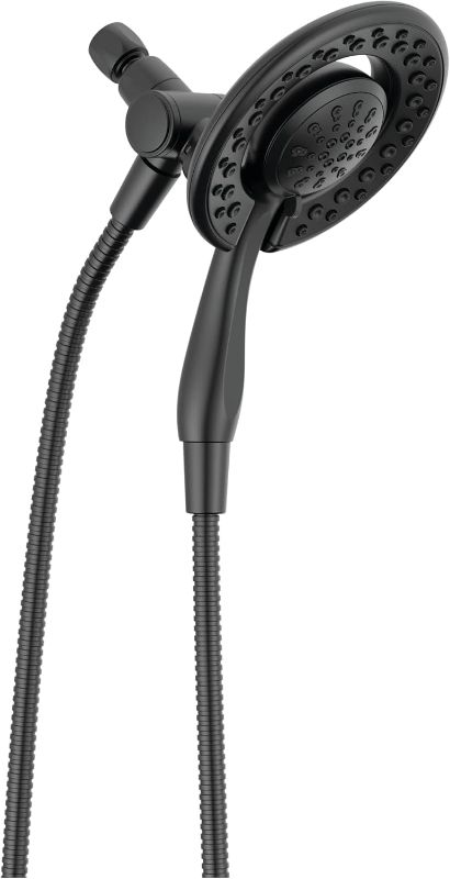 Photo 1 of Delta 4-Setting In2ition 2-in-1 Dual Shower Head with HandHeld Spray, Matte Black Detachable Shower Head with Hose, Showerhead, 1.75 GPM Flow Rate, Matte Black 75486CBL
