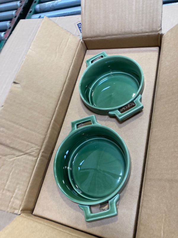 Photo 1 of Vicrays Ceramic Soup Bowls with Handles, 24 Oz Porcelain Soup Crocks for French Onion Soup, Cereal, Beef Stew, Chill, Pasta, Pot Pies, Microwave and Oven Safe, Set of 4 (Green)
