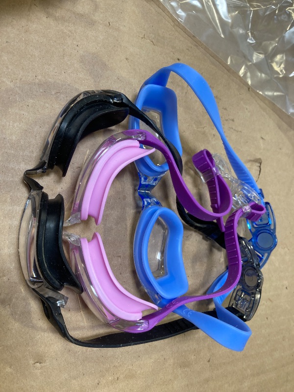 Photo 1 of NSSIW Swim-Goggles-for-Kids 6-14 Kids Swimming-Goggles: Anti Fog with UV400 and No Leak Ultra-wide Field of View 3 Pack