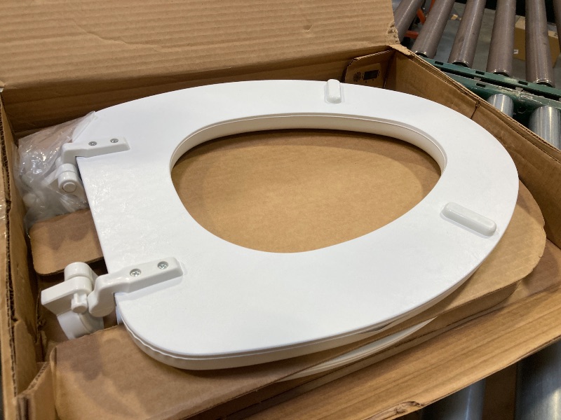 Photo 1 of Mayfair Padded Toilet Seat, Cushioned Soft Vinyl over Wood Core Seat, Secure Hinges, Easy Clean, Elongated, White