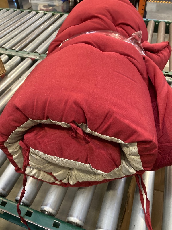 Photo 1 of Tudomro 1 Pcs 66'' Outdoor Chair Cushion Chaise Lounge Cushion Waterproof with Ties Weather and Fade Resistant Recliner Cushioning Rocking Chair Sofa Mat for Outdoor Indoor Patio Lawn (Red)