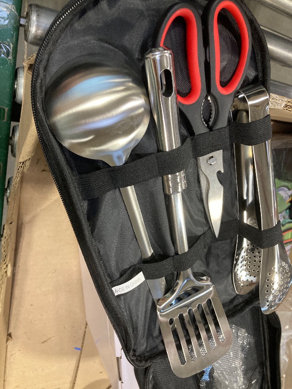 Photo 1 of Gejoy 42 Pcs Camping Cookware Mess Kit, Non Stick Lightweight Pots Pan Kettle, Collapsible Water Container and Bucket, Stainless Steel Cups Plates Forks Knives Spoons for Outdoor Backpacking Picnic