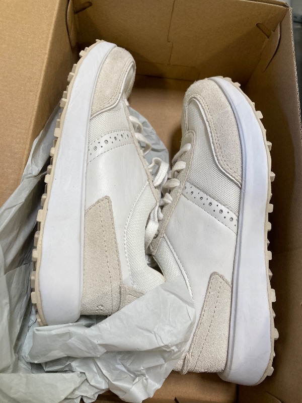 Photo 1 of Cole Haan Womens Grand Crosscourt MEDOW Runner, Optic White/Ivory Suede/Optic White, 5.5 B US