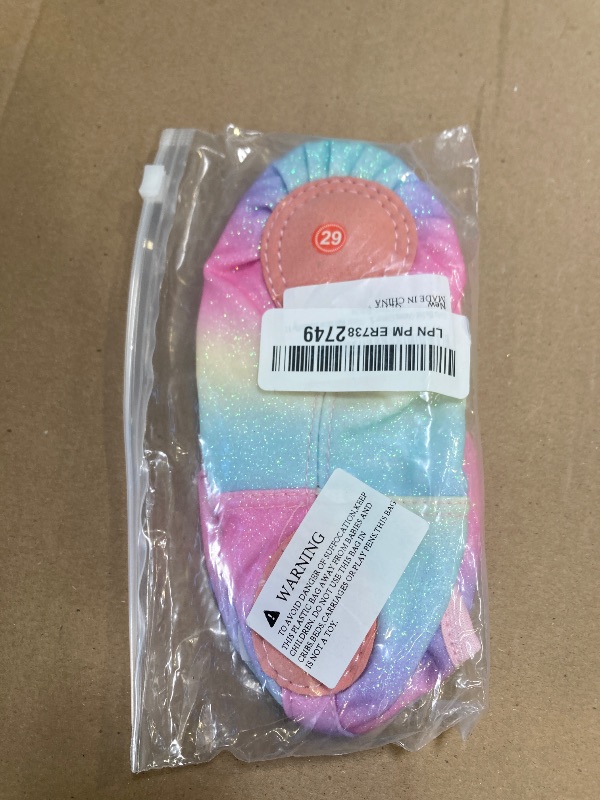 Photo 1 of Girls Ballet Shoes Glitter Split-Sole Dance Slippers Toddler Kid Practice Shoes Flats Soft Lightweight with Elastic Laces for Performance Gymnastics Yoga Glitter Rainbow Butterfly 11