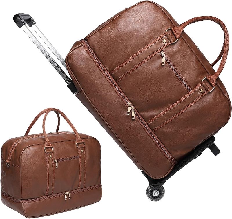 Photo 1 of seyfocnia Rolling Duffle with Wheels, Duffle Bag for Travel Women Carry On Luggage Wheeled Overnight Weekender Bag Men
