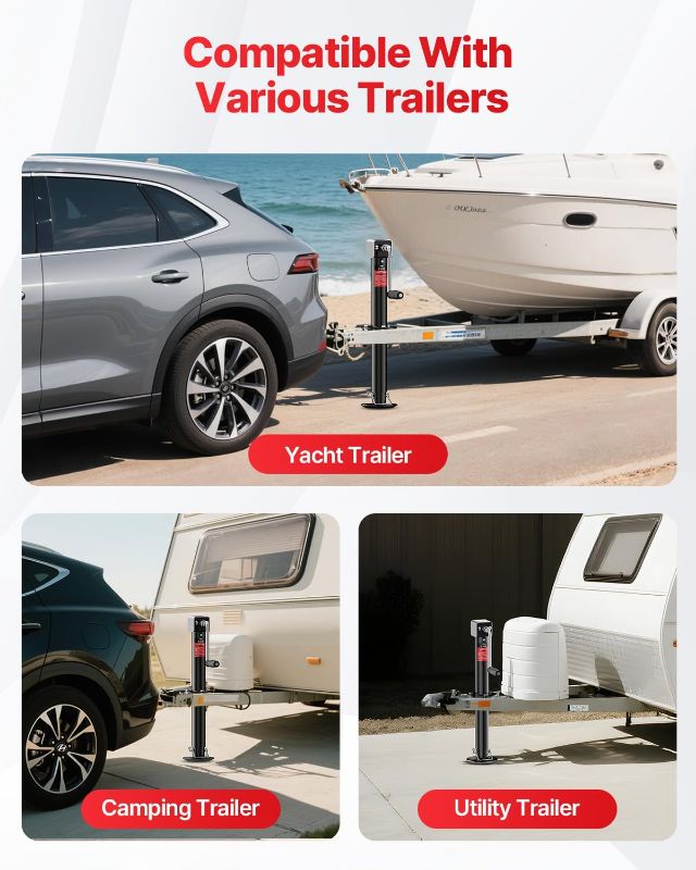 Photo 1 of 5000 lbs A-Frame Trailer Jack, Cordless Drill Compatible, Adjustable Drop Leg, for Utility, Yacht (Black)
