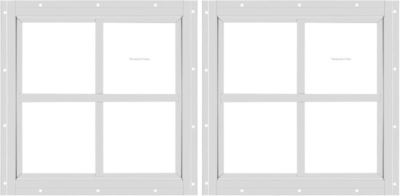 Photo 1 of 2 Pack Shed Window 12" W x 12" H, White Flush Mount Window with Tempered Glass for Playhouses, Sheds, Garage and Chicken Coops
