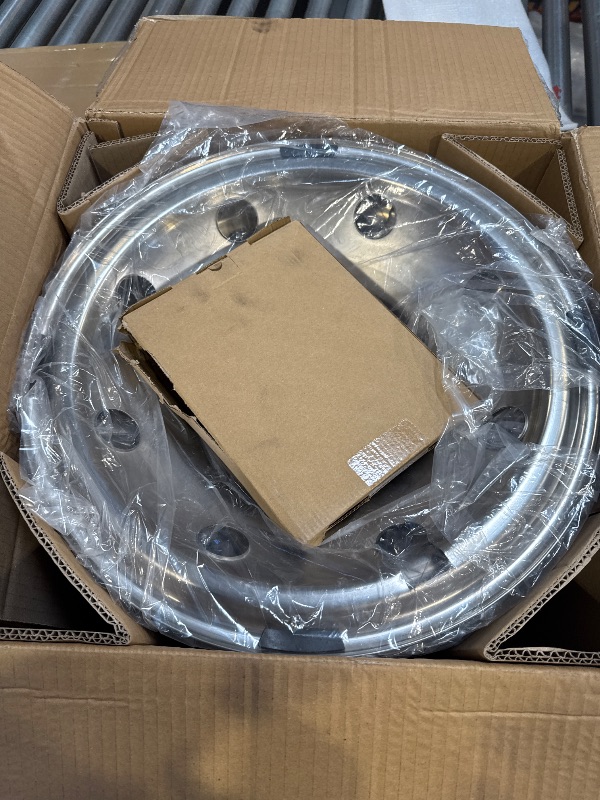Photo 1 of 4pcs 16" Hubcaps fit on Ford F350 1974-1998;E350/E450 1992-2021;Dodge Ram 3500 1974-1999, Polished Stainless Steel Dually Wheel Simulators, Bolt On 8-Lug 8-Hand Hole Wheel Cover C16F80
