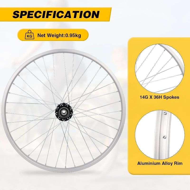 Photo 1 of WEEROCK 24/26 Inch Adult Tricycle Wheelset, Aluminium Alloy Single 24"/26" Front Left Right Wheelset for 24/26 Inch 3 Wheel Bikes, Trikes
