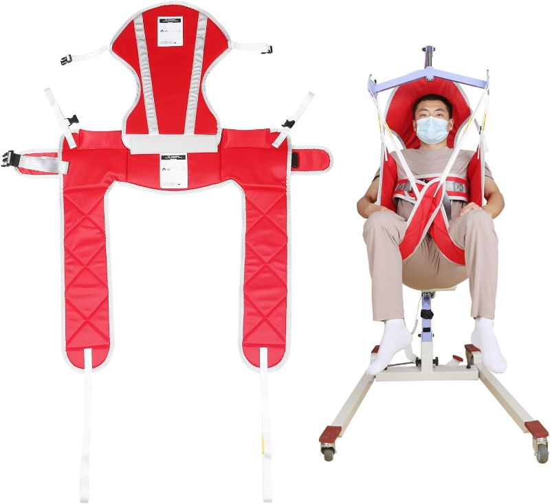 Photo 1 of Patient Lift Sling Professional Hygiene Sling, Medical Commode Patient Lift Aid Transfer Sling for Elderly Shower Bath, Patient Lifts for Home Use, 500lbs (Medium-Sling&Head Support)
