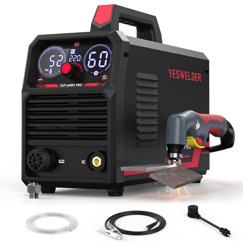 Photo 1 of YESWELDER Plasma Cutter 60Amp Non-High Frequency Non-Touch Pilot Arc, Digital Display DC Inverter 110/220V Dual Voltage Blowback Plasma Cutting Machine CUT-60DS PRO
