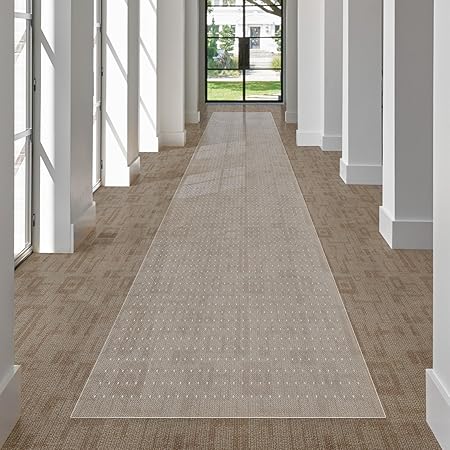 Photo 1 of SALLOUS Plastic Runner Mat for Hallway – 3' x 10' Runner Rug for Carpet, Waterproof Vinyl Floor Mat for Carpeted Floors, Slip Resistant Runner Rug with Grips, Carpet Protector for Home (Clear)