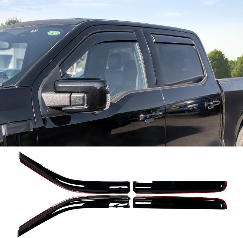 Photo 1 of Visor Rain Guards Compatible with 2015+ F150 2017+ Raptor F-250 F-350 F-450 F-550 Super Duty SuperCrew Front and Rear in-Channel Window Visors Wind Deflectors 4PCS Accessories
