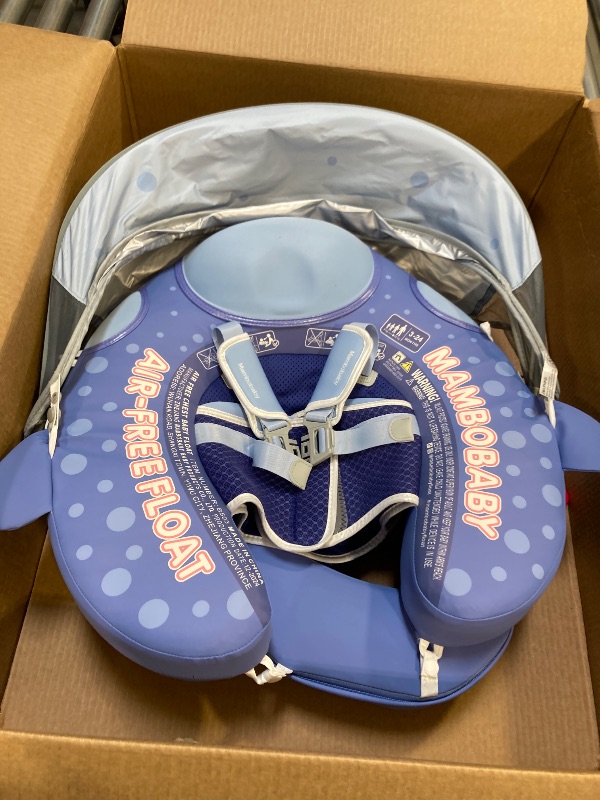 Photo 1 of Mambobaby Baby Float with Canopy & Tail Non-Inflatable Baby Swim Float Upgrade Soft Infant Pool Float Sun Protection Newborn Pool Float 3-24 Months Skin-Friendly Material for Toddler Boys Girls
